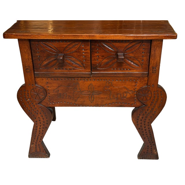 Guatemalan Nahuala Custom Carved Console or Side Table For Sale - Image 4 of 13
