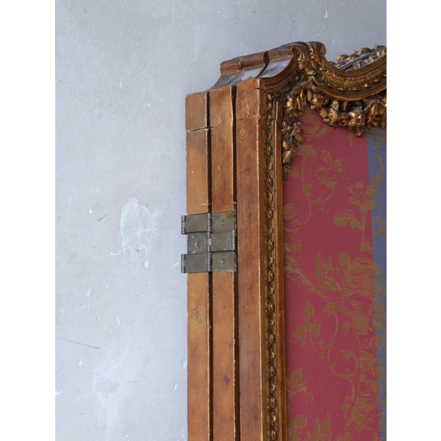 Antique French Gilded Wood Three-Panel Room Divider, 1890s For Sale - Image 9 of 16
