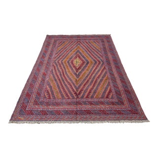 Multicolor Mushwani Hand-Woven Kilim Rug - 7'1" X 9'2" For Sale