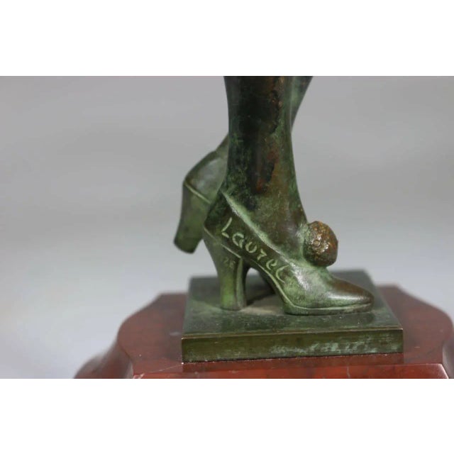 1930s Art Deco Bronze Harlequin Pierrot and Pierette Sculpture Signed by Famed Artist Pierre Laurel For Sale In West Palm - Image 6 of 9