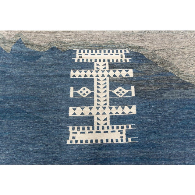 Modern Contemporary Blue Kilim Rug by Doris Leslie Blau For Sale - Image 3 of 8