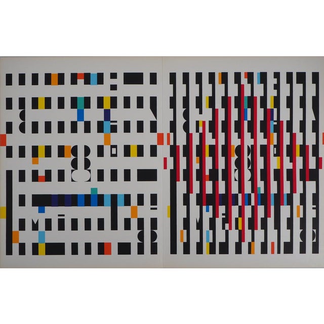 Yaacov AGAM (1928) Progression: Kinetic Composition Original color silkscreen print On heavy paper, 71 x 31 cm (approx. 28...