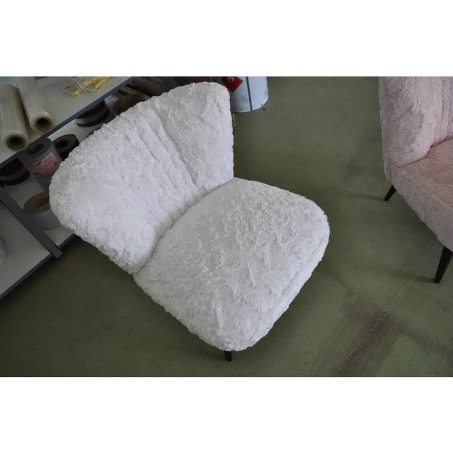 1950s Vintage Pink Faux Fur Cocktail Chair, 1950s For Sale - Image 5 of 6