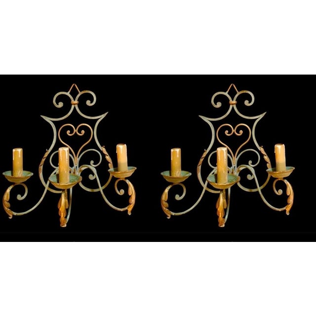 French Art Deco Wrought Iron Castle Wall Sconces, 1925, Set of 4 For Sale - Image 6 of 8