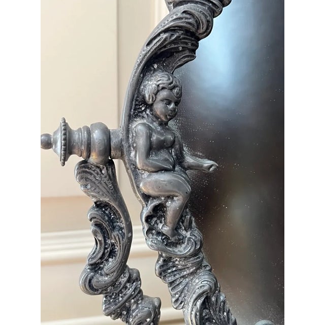 1940s Dresser Top Cheval Mirror, Pewter Chairish