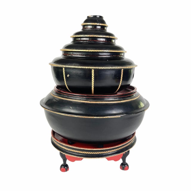 Wood Late 19th Century Antique Lacquered Burmese Offering Bowls For Sale - Image 7 of 13