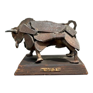 Vintage 1971 Brutalist Torch Cut Steel Bull