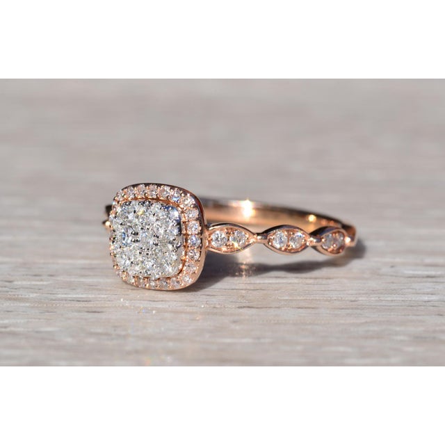 The Kanna: Ladies Rose Gold Pave Diamond Halo Engagement Ring For Sale - Image 4 of 10
