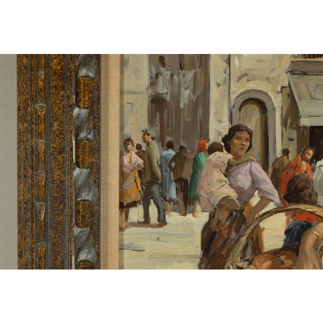 Italian Oil Painting of an Italian Woman in a Market Scene Signed G. Graziani For Sale - Image 3 of 12