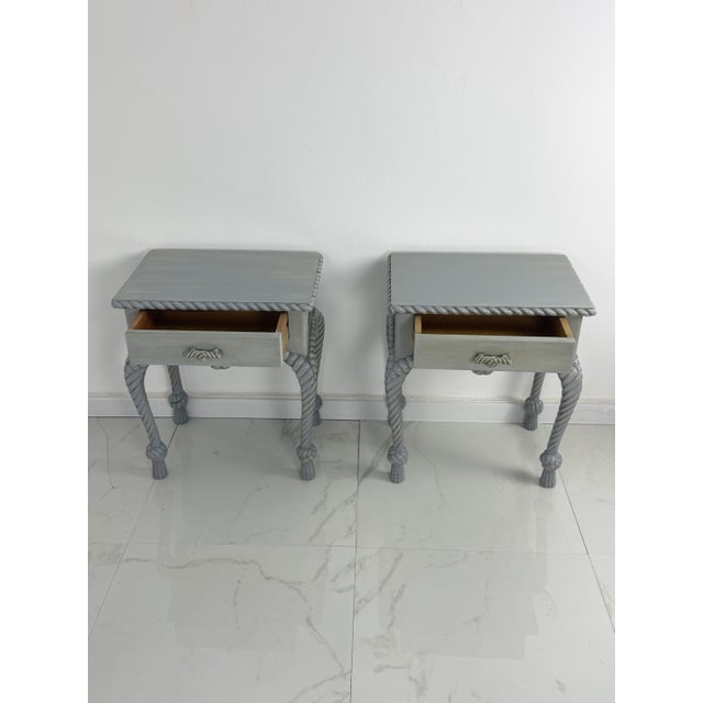Vintage French Country Style Bedside Tables with Rope Detail, 1970, Set of 2 For Sale - Image 4 of 18