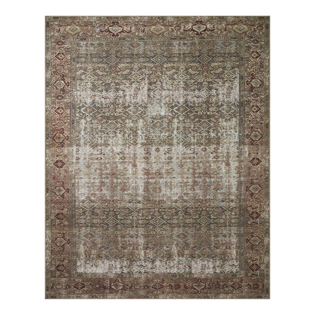 Amber Lewis x Loloi Georgie Moss / Salmon 7'-6" x 9'-6" Area Rug For Sale