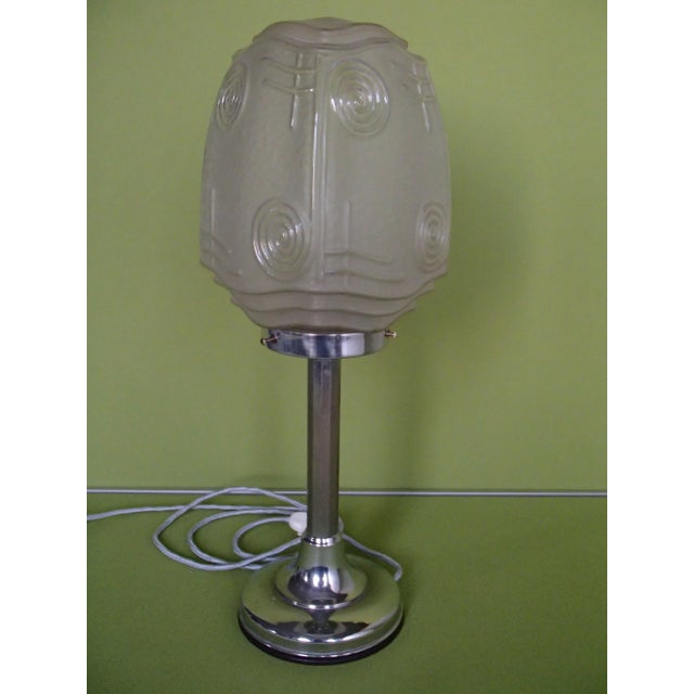 Deco Chrome & Geometric Glass Table Lamp For Sale - Image 4 of 18