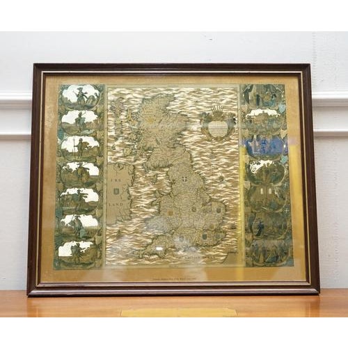 Vintage Gold Foil Map of the British Isles by Joannes Janssen, 1646 For Sale - Image 3 of 12