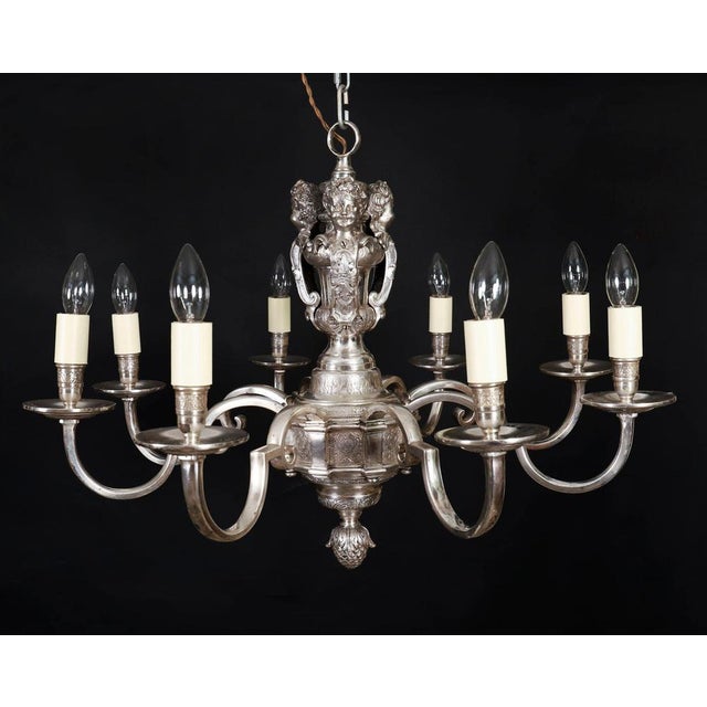 Antique English Silver-Plated Chandelier, 1920s For Sale - Image 9 of 16