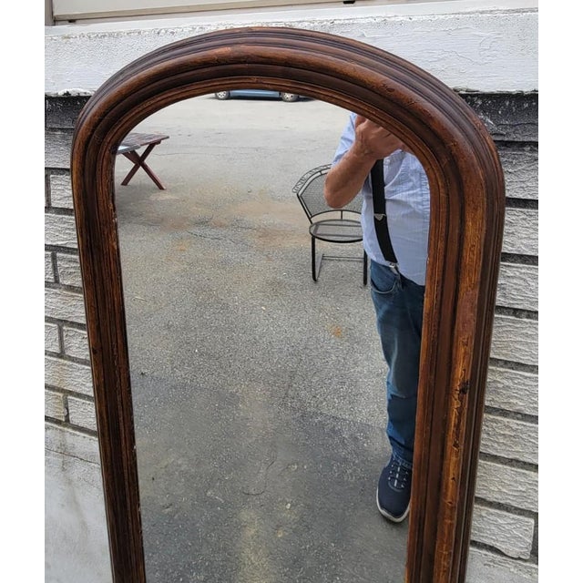 Antique 19th Century American Victorian Walnut Arched Wall Mirror Hallway For Sale - Image 18 of 18