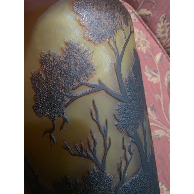 Antique Emile Gallé Style French Art Nouveau Landscape Glass Vase, 14.3" For Sale - Image 9 of 10