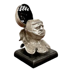19th Century English Silvered Metal 'Worried Knight' Inkwell