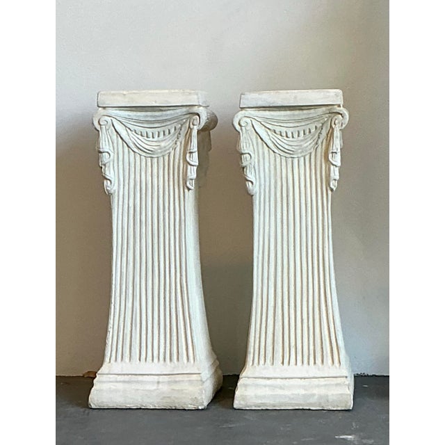 Vintage Swag Plaster Pedestals - A Pair For Sale - Image 12 of 12