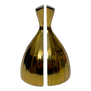 MCM Tuscan Ware Elegant Brass Bookends by Norman Blackner Design