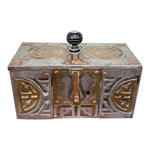 Antique North African Tuareg Mauritania Tribal Mixed Metal Wood Table Box