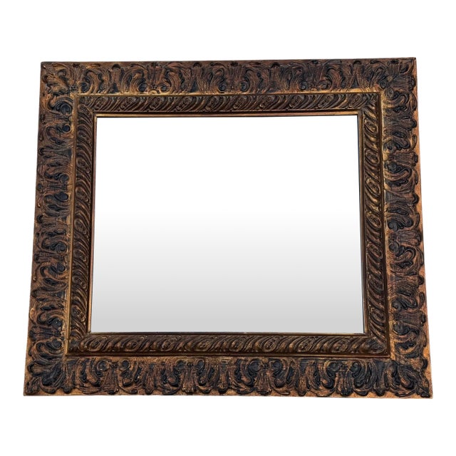 Vintage Carolina Mirror Company Carved Gilt Framed Beveled Wall Mirror For Sale