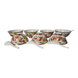 Jingdezhen Gold Gilt Dragon Phoenix Porcelain Set (14-Piece) – Mid-20th Century China For Sale
