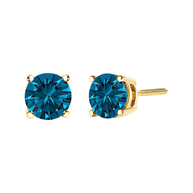 Imbued with the ethereal glow of ocean blues, these 1.00 cttw blue lab-grown diamond stud earrings are a symphony of...
