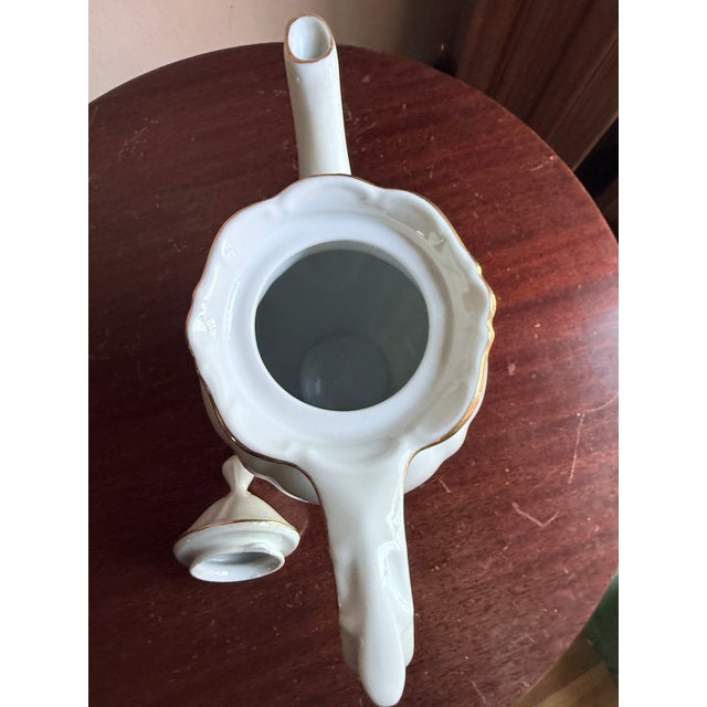 White Mid-20th Century Seltmann Weiden Theresia Bavaria Porcelain Coffee Pot Creamer Sugar Set - Set of 3 For Sale - Image 8 of 17