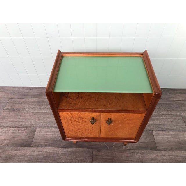 Vintage Italian Bedside Table with Green Glass Top, 1940s For Sale - Image 14 of 18