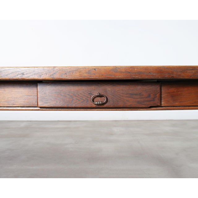 Wood Country French Provincial Oak Farmhouse Dining Table 9 Ft For Sale - Image 7 of 18