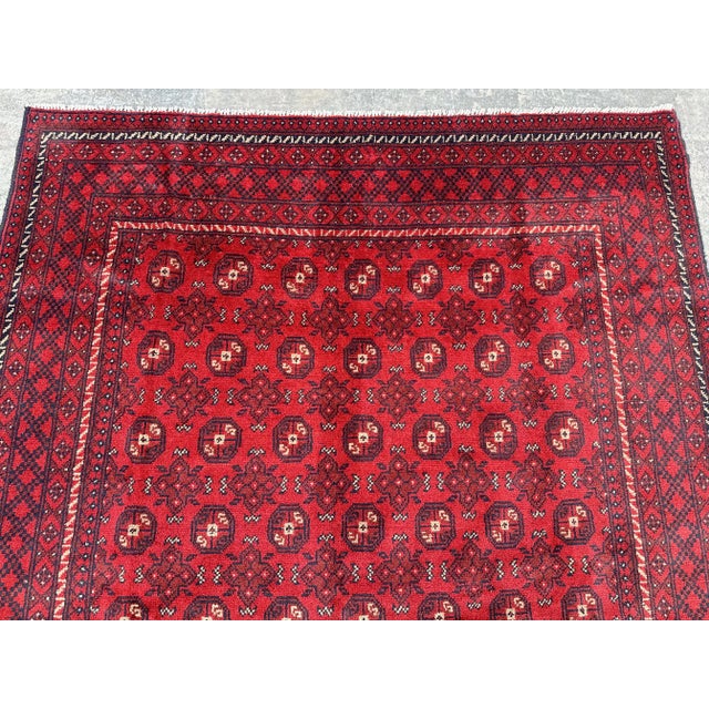 Hand Knotted Afghan Rug Turkomen Mowri Rug For Sale - Image 6 of 8