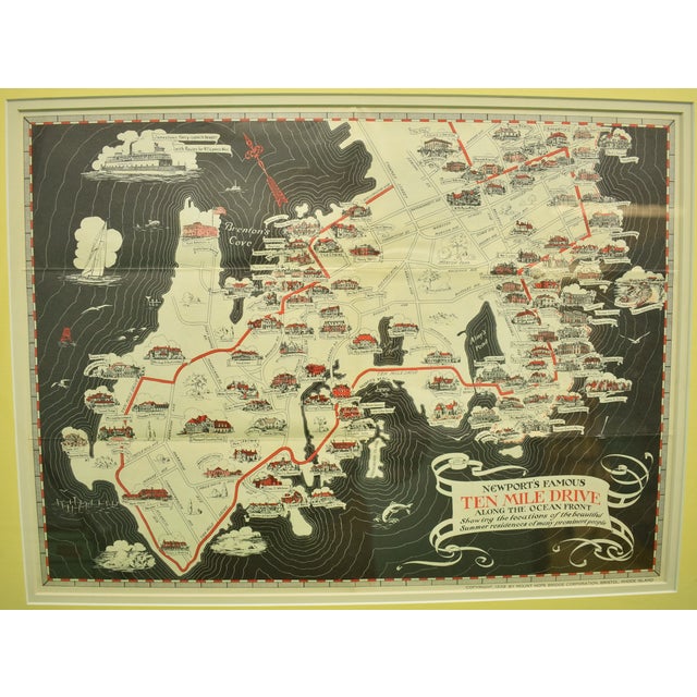 "Newport's Famous Ten Mile Drive" C1939 Map For Sale - Image 4 of 12