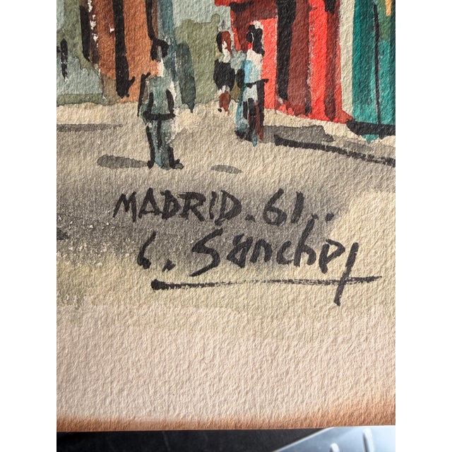 Offered here is a matched pair of original plein-air watercolors by Carlos Sánchez, executed on-site in Madrid in 1961 and...