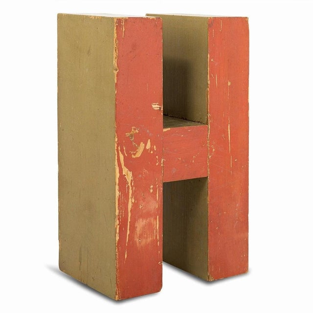 Vintage Wooden Letter H, 1990s For Sale - Image 10 of 10
