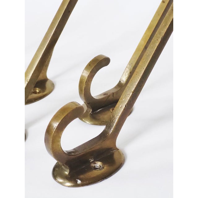 Metal Viennese Art Nouveau Brass Wall Hooks, 1900s, Set of 7 For Sale - Image 7 of 17