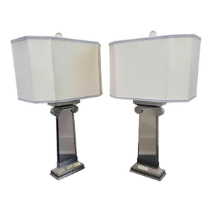 Acropolis Lucite Ionic Column Table Lamps by Jonathan Adler - a Pair