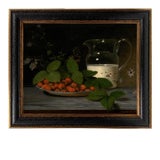 "Strawberries and Cream" After Raphaelle Peale, Contemporary Reproduction Print on Canvas, Black Frame, 16 x 20 For Sale