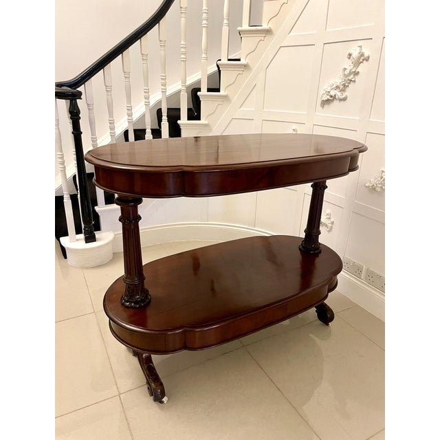 Large Antique Mahogany Oval Shaped Freestanding Serving/Console Table, 1860 For Sale - Image 4 of 15