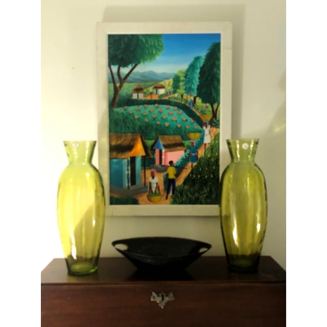 These stunning tall pair of San Miguel Spain Chartreuse Vases will be a standout in your interior decor. Whether you make...
