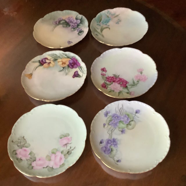 Antique Haviland Limoges Botanical Dessert Plates - Set of 6 \ Handpainted Signed For Sale - Image 13 of 13