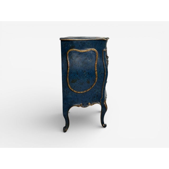 Wood Single Royal Blue and Parcel-Gilt Decorated Bombay Commode or Chest For Sale - Image 7 of 10