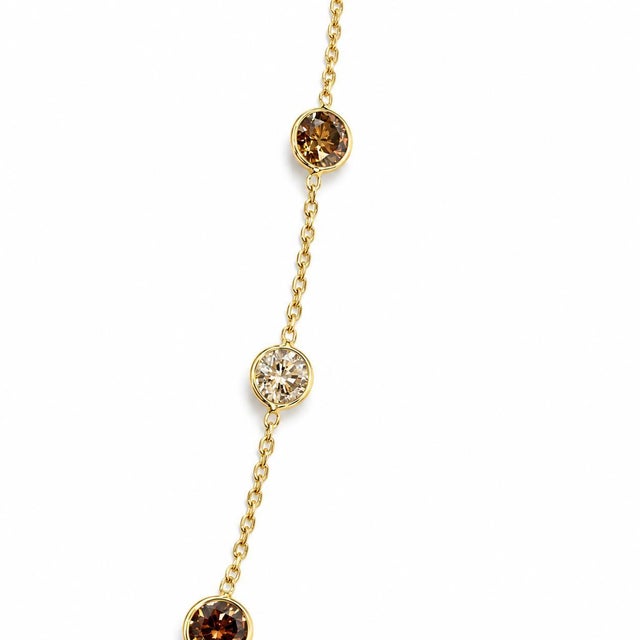 14k Yellow Gold Diamonds by the Yard Brown 16.15carets Diamond Necklace For Sale - Image 4 of 7