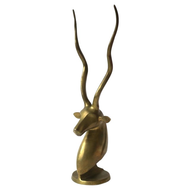 Brass Gazelle Antelope Animal Sculpture Decorative Object, Tall For Sale - Image 13 of 13