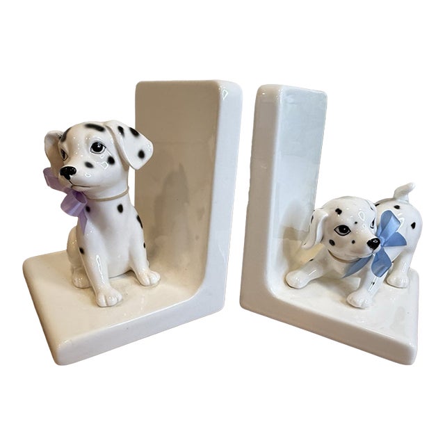 Vintage MCM Otagiri Dalmatian Dog Ceramic Bookends -Set of 2 For Sale