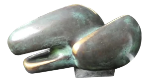 Large Mid Century Bronze Sculpture Titled "Bird" by Yugoslavian Artist Slave Ajtoski