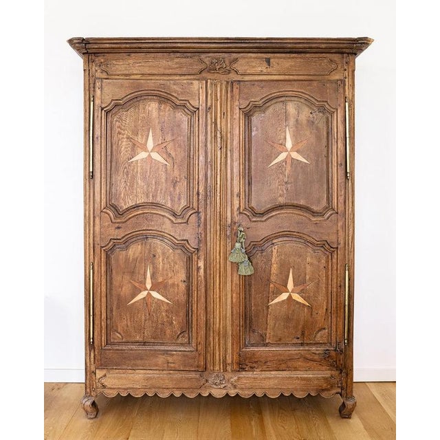 Early 19th Century French Louis Xv Style Armoire or Wardrobe with Star Shaped Inlays For Sale - Image 10 of 14