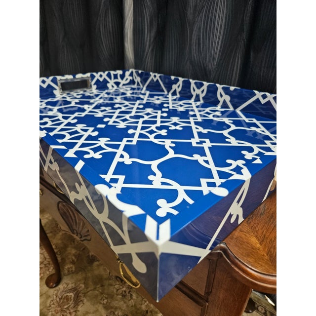 Fantastic blue trellis design by Oscar de la Renta for NYC botanical gardens Perfect for mid-century, Hollywood Regency or...