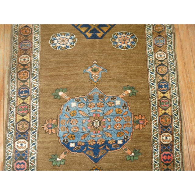 Early 20th Century Folk Art Camel Persian Serab Pictorial People Runner - 3'3" x 10'9" For Sale - Image 4 of 6