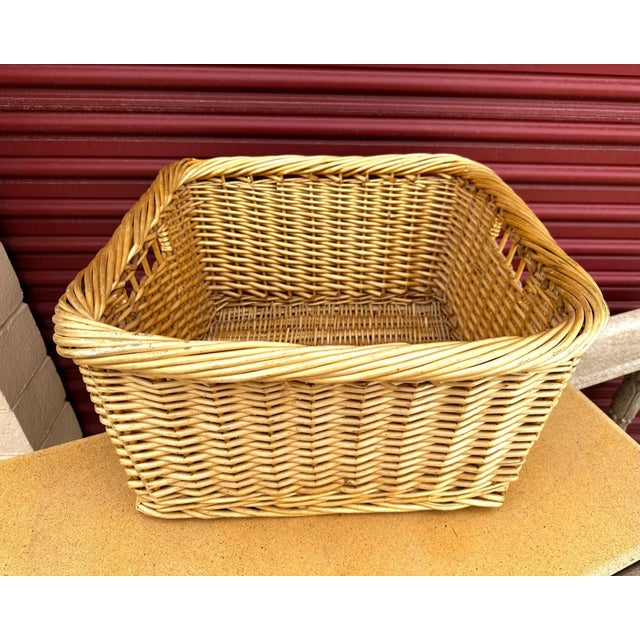 Large Woven Natural Wicker Storage Basket perfect for blankets or toys etc. Has cutouts for easy lifting. 12.5in h x...