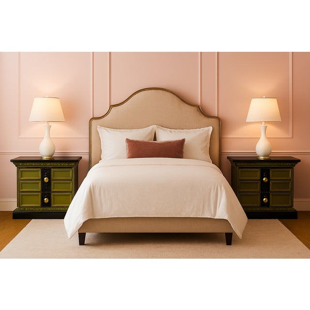 Wood “The Luxe Battalion Nightstands” – Hand-Painted, Velvet-Lined, Gold-Accented Luxury Pair For Sale - Image 7 of 13